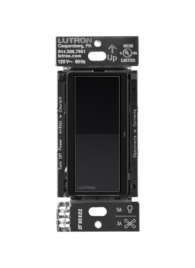 LUTRON Lutron Claro Smart Switch for Caseta Smart Lighting (Lutron Smart Hub Required), for LED Lights and Fans, 5 Amp, Single-Pole/3-Way, Neutral Required, DVRF-5NS-BL, Black  - Image 1