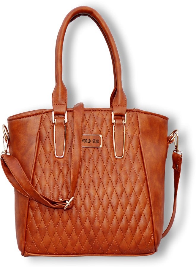 WORLD STAR Artificial Leather Handbag for Womens | Tan - Image 1
