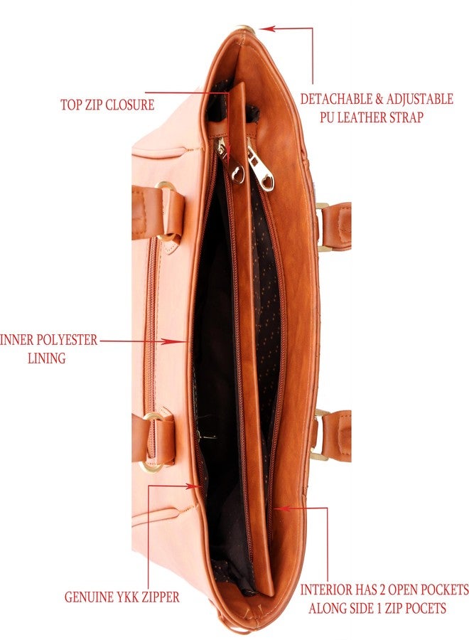 WORLD STAR Artificial Leather Handbag for Womens | Tan - Image 4