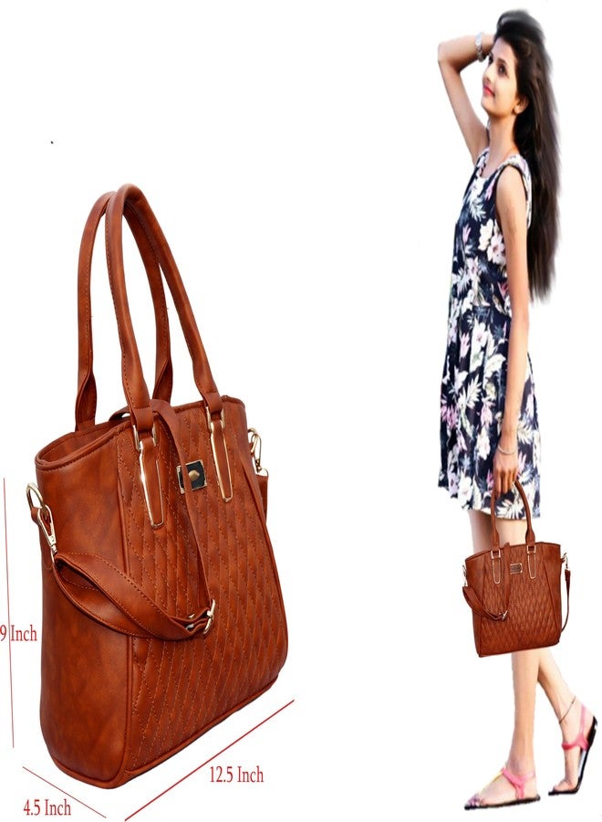 WORLD STAR Artificial Leather Handbag for Womens | Tan - Image 5