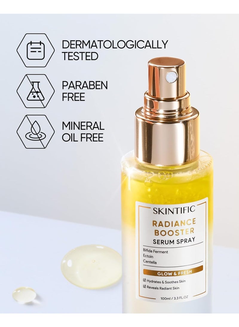 SKINTIFIC Radiance Booster Serum Spray, Hydrating Face Mist with Bifida Ferment & Squalane, Glow Serum for Radiant Skin, Soothes Skin, Vegan Skin Care, All In One Mist 3.3 fl oz - Image 2