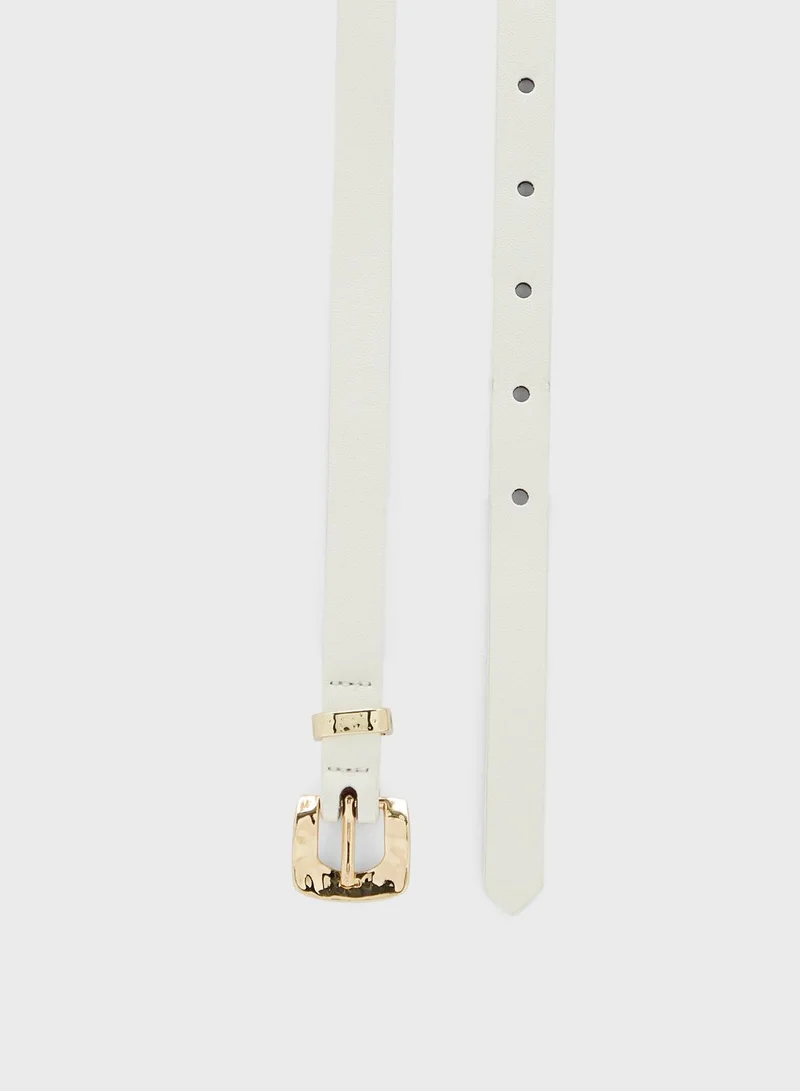 Ginger Hammered Buckle Detail Belt