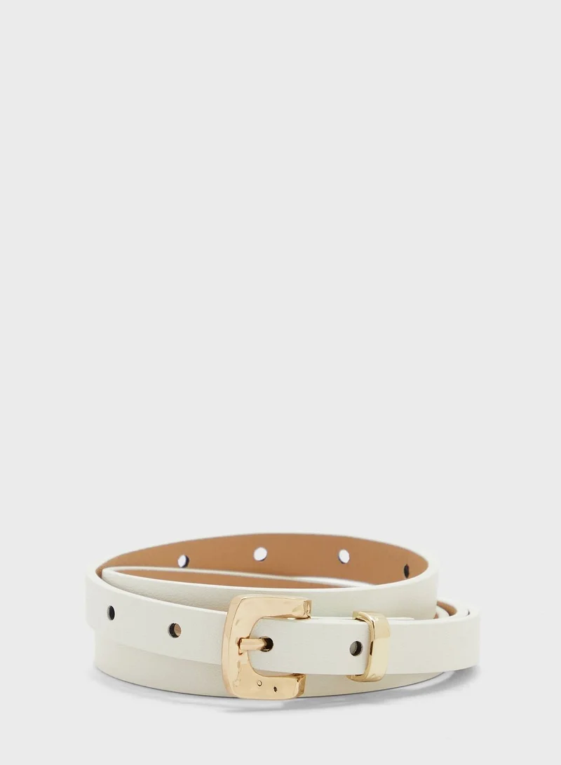 Ginger Hammered Buckle Detail Belt