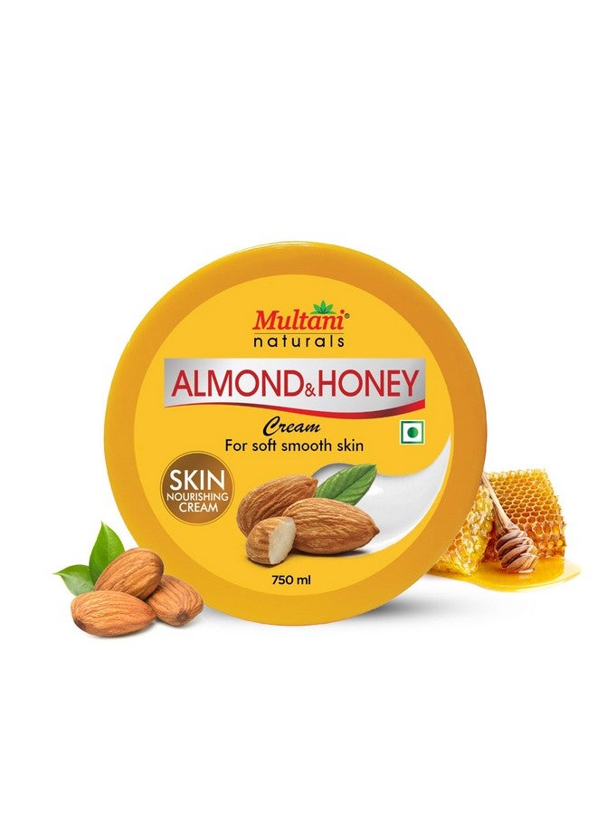 Multani Naturals Almond & Honey Cream | Deep Nourishing Hands & Body | Skin Cream with Natural Sunscreen For Glowing Skin | Protects for Dryness & Retains Natural Moisture 750 Ml - Image 1
