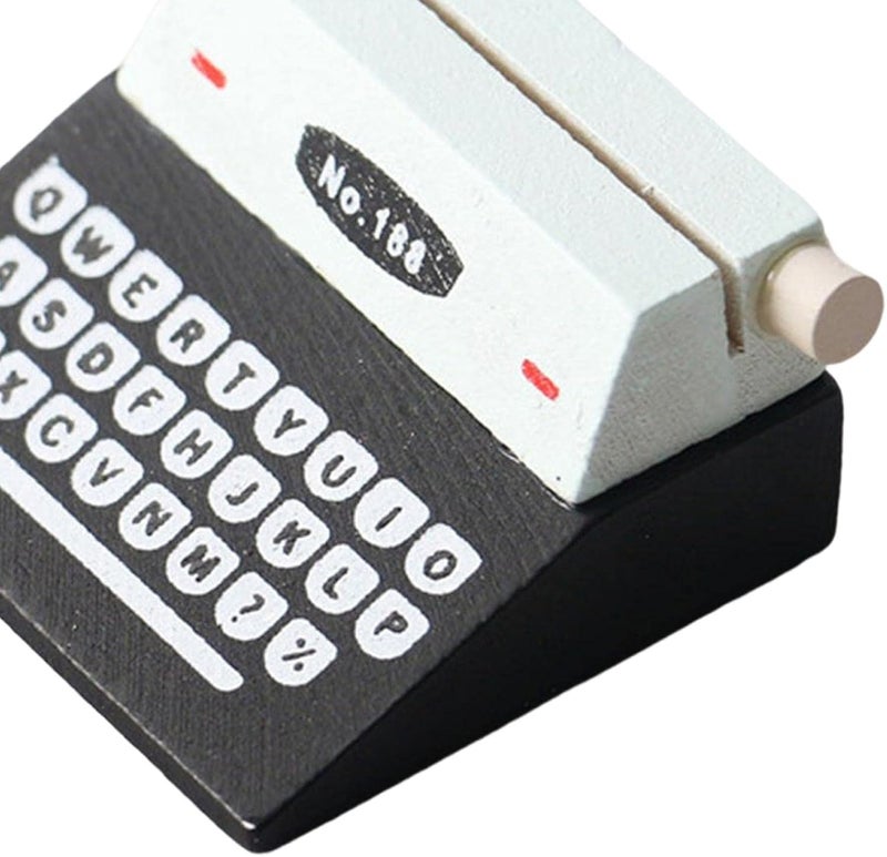 klarako 1/12 Scale Doll House Mini Typewriter Photo Props Furniture Toy Pretend Play Toy for Kids , black - Image 4