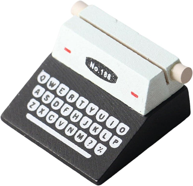 klarako 1/12 Scale Doll House Mini Typewriter Photo Props Furniture Toy Pretend Play Toy for Kids , black - Image 3