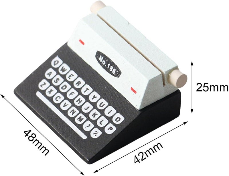 klarako 1/12 Scale Doll House Mini Typewriter Photo Props Furniture Toy Pretend Play Toy for Kids , black - Image 5