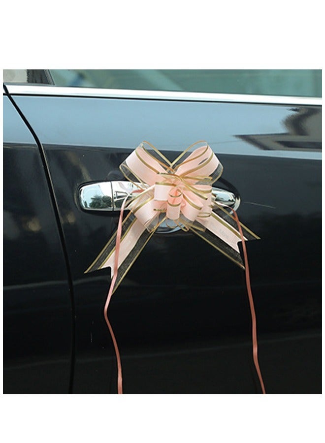 10 Pcs Pull Bow Wrapping, chiffon and plastic Large Organza Ribbon Pull Bows, 6 Inches Ribbon Bow for Wrap Box or Floral Decoration (Pink) - Image 4