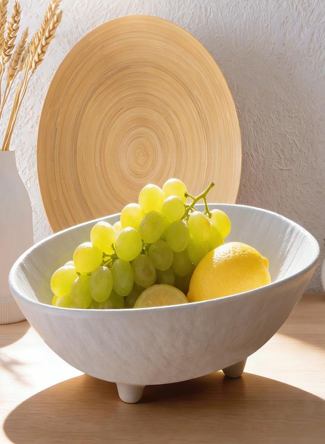 Incenseat Ceramic Fruit Bowl - 10 inch Candy Decorative Bowl for Large Fruit Bowl for Kitchen Counter Fruteros Para Cocina Elegante Moderno Key Holder Box Oval Shape White - Image 1