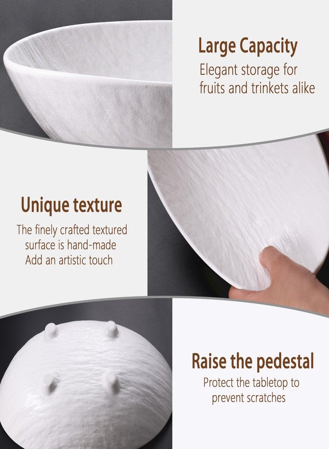 Incenseat Ceramic Fruit Bowl - 10 inch Candy Decorative Bowl for Large Fruit Bowl for Kitchen Counter Fruteros Para Cocina Elegante Moderno Key Holder Box Oval Shape White - Image 3