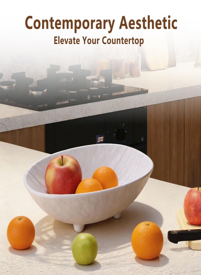 Incenseat Ceramic Fruit Bowl - 10 inch Candy Decorative Bowl for Large Fruit Bowl for Kitchen Counter Fruteros Para Cocina Elegante Moderno Key Holder Box Oval Shape White - Image 2