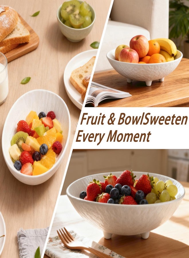 Incenseat Ceramic Fruit Bowl - 10 inch Candy Decorative Bowl for Large Fruit Bowl for Kitchen Counter Fruteros Para Cocina Elegante Moderno Key Holder Box Oval Shape White - Image 5