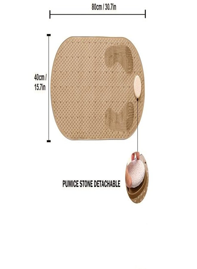 KAITOER Shower Mats Bath Mat Non Slip Bath Mats for Tub Grinding Floor Massage Mat Foot Scrubber with Removable Pumice Stone 15.7 x 31.4 inch Soft Bathtub Mat with Suction Cups & Drain Holes (Beige) - Image 3