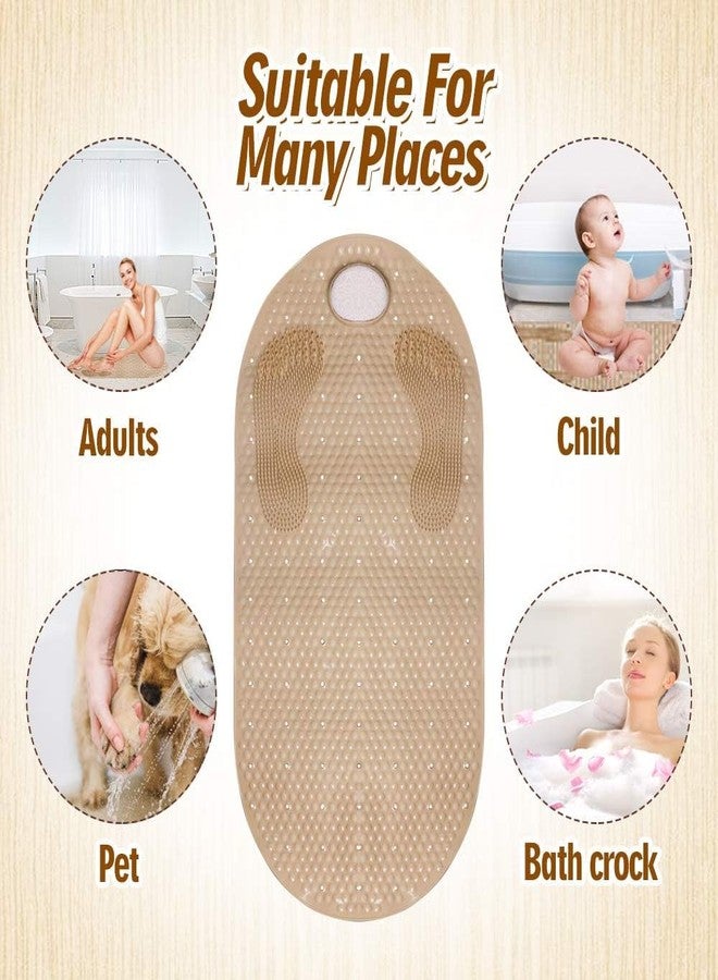 KAITOER Shower Mats Bath Mat Non Slip Bath Mats for Tub Grinding Floor Massage Mat Foot Scrubber with Removable Pumice Stone 15.7 x 31.4 inch Soft Bathtub Mat with Suction Cups & Drain Holes (Beige) - Image 5