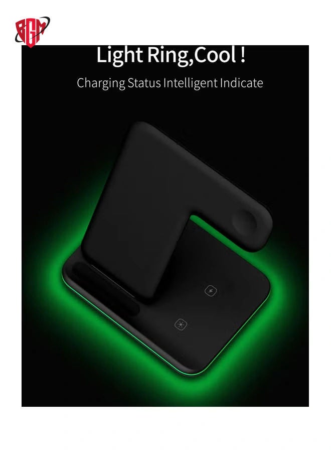 BGM 3 In 1 Wireless Fast Charging Station Black - Image 2