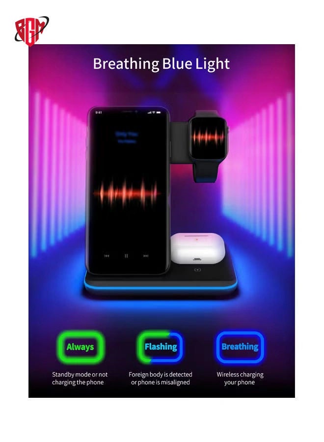 BGM 3 In 1 Wireless Fast Charging Station Black - Image 4