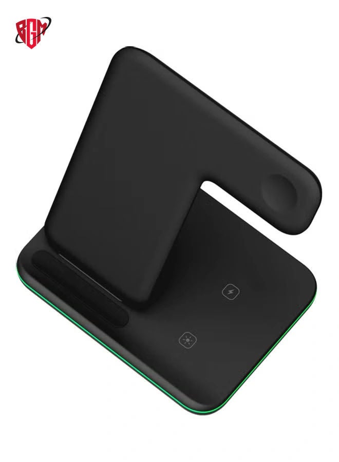 BGM 3 In 1 Wireless Fast Charging Station Black - Image 1
