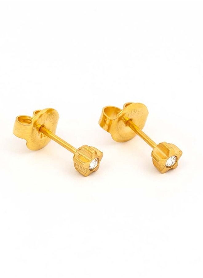 Studex - 4MM Starlite April Crystal 24K Pure Gold Plated Ear Studs For Kids - Image 1