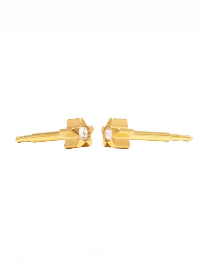 Studex - 4MM Starlite April Crystal 24K Pure Gold Plated Ear Studs For Kids - Image 1