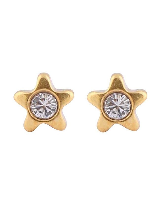 Studex - 4MM Starlite April Crystal 24K Pure Gold Plated Ear Studs For Kids - Image 1
