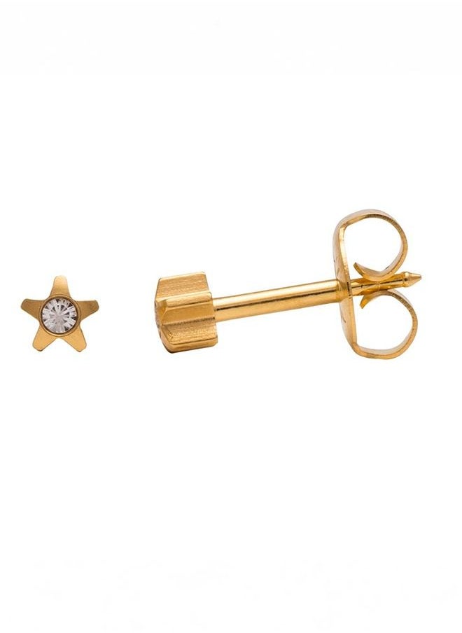 Studex - 4MM Starlite April Crystal 24K Pure Gold Plated Ear Studs For Kids - Image 1