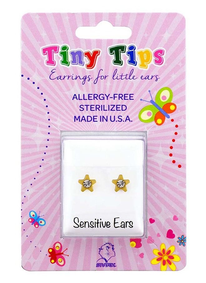 Studex - 4MM Starlite April Crystal 24K Pure Gold Plated Ear Studs For Kids - Image 1
