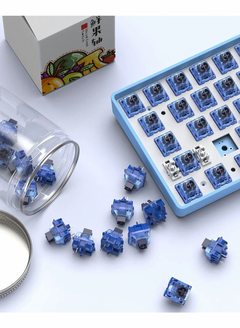 Captaintech - Diced Fruit Blueberry Switch, 36PCS 5 Pin 35gf Linear Switch Set, Transparent Cover, 15.5mm Gold Plated Two-Stage Springs, 80M MX Switch for Hotswap Mechanical Keyboard Replacement - Image 1