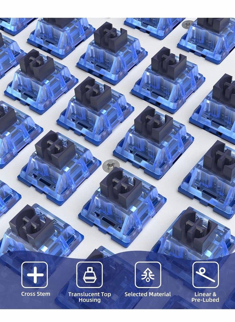 Captaintech - Diced Fruit Blueberry Switch, 36PCS 5 Pin 35gf Linear Switch Set, Transparent Cover, 15.5mm Gold Plated Two-Stage Springs, 80M MX Switch for Hotswap Mechanical Keyboard Replacement - Image 1