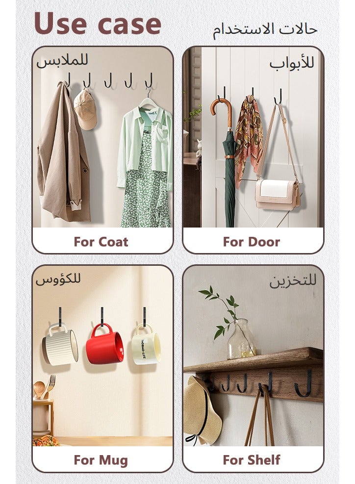 نايزان 10 قطع من خطافات الحائط لتعليق المناشف/المعاطف - 10 كجم برغي في حامل معدني مثبت على الحائط، للاستخدام في الهواء الطلق، الخزانة، الباب، الحمامات، لحقيبة الظهر، الرداء، أسود - Image 5