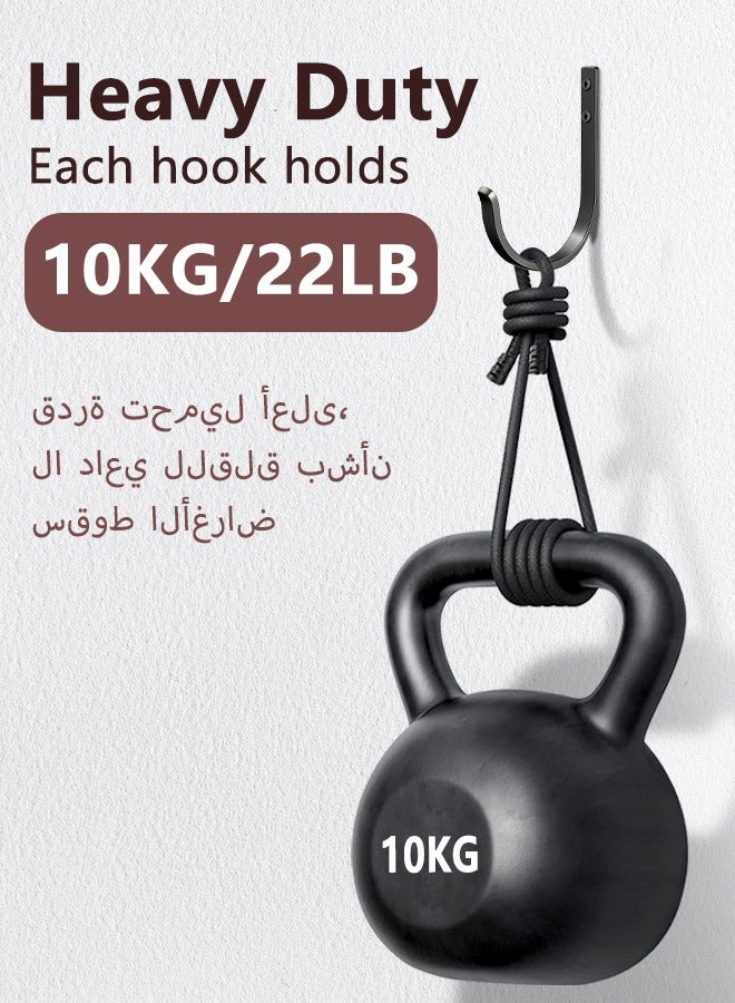 نايزان 10 قطع من خطافات الحائط لتعليق المناشف/المعاطف - 10 كجم برغي في حامل معدني مثبت على الحائط، للاستخدام في الهواء الطلق، الخزانة، الباب، الحمامات، لحقيبة الظهر، الرداء، أسود - Image 2