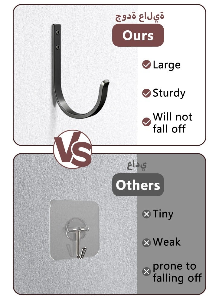 نايزان 10 قطع من خطافات الحائط لتعليق المناشف/المعاطف - 10 كجم برغي في حامل معدني مثبت على الحائط، للاستخدام في الهواء الطلق، الخزانة، الباب، الحمامات، لحقيبة الظهر، الرداء، أسود - Image 3