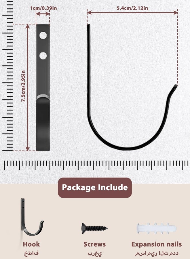 نايزان 10 قطع من خطافات الحائط لتعليق المناشف/المعاطف - 10 كجم برغي في حامل معدني مثبت على الحائط، للاستخدام في الهواء الطلق، الخزانة، الباب، الحمامات، لحقيبة الظهر، الرداء، أسود - Image 4