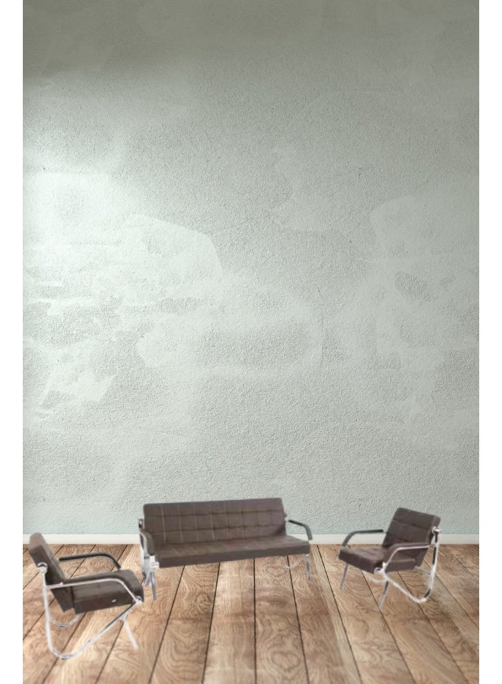 أثاث النخبة طقم أريكة مكتب من القماش بلون بني فاتح، مكون من 3 قطع - مقاعد استقبال مريحة بإطار من الكروم - أثاث عصري لمنطقة الانتظار - Image 5