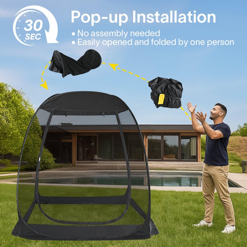 AlvantorÂ® Pop Up Screen House, Outdoor Mosquito Mesh Tent with UV Resistant, Pop Up Canopy Easy Up, Foldable Screen Room for Camping,Backyard, Garden, Patio(Black, 6x6 FT) - Image 3