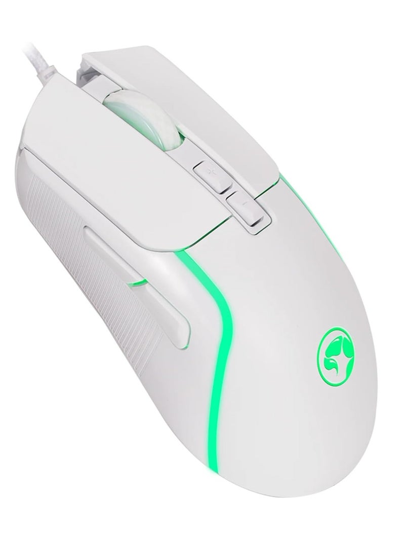 Marvo - M292 Gaming Mouse – 7 Programmable Buttons – 7 RGB Colorful Breathing Light – Adjustable 8000DPI – USB Wired Ergonomic Optical Mouse  for PC, Laptop | White - Image 1