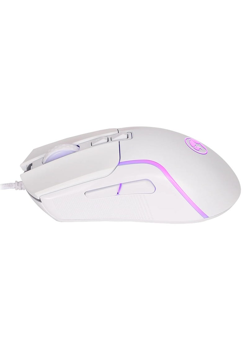 Marvo - M292 Gaming Mouse – 7 Programmable Buttons – 7 RGB Colorful Breathing Light – Adjustable 8000DPI – USB Wired Ergonomic Optical Mouse  for PC, Laptop | White - Image 1