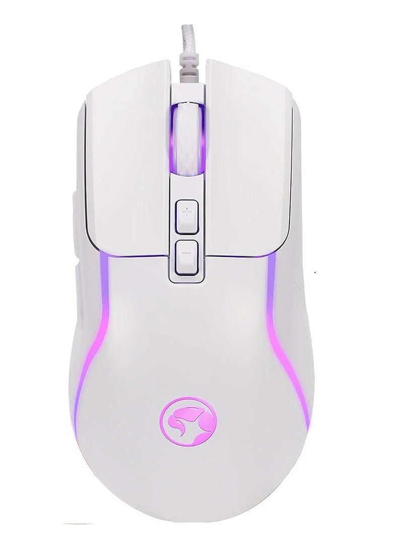 Marvo - M292 Gaming Mouse – 7 Programmable Buttons – 7 RGB Colorful Breathing Light – Adjustable 8000DPI – USB Wired Ergonomic Optical Mouse  for PC, Laptop | White - Image 1