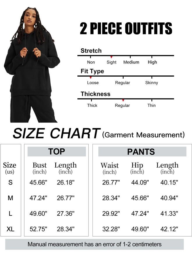 Flygo Womens Fleece 2 Piece Outfits Lounge Hoodie Sweatsuits Sets Oversized Sweatshirt Baggy Sweatpants Set W/Pockets, Heather Grey, XL - Image 4