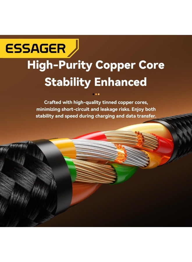 ESSAGER 0G USB-A to USB-C + iPhone-Compatible Port Dual Connector Cable (3A Fast Charging) – Durable Nylon Braided – for iPhone, iPad, Samsung, Huawei & More (1 Meter) - Image 4