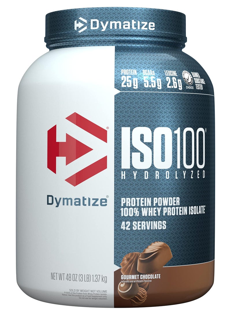ديماتيز ايزو 100 متحلل 100% بروتين مصل اللبن المعزول بالشوكولاتة الذواقة 3 رطل - Image 1