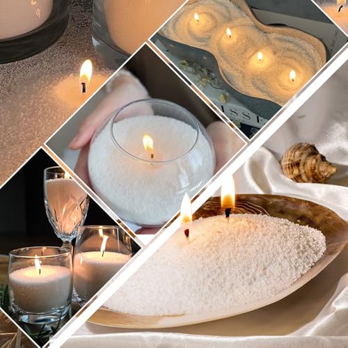 Niceme Snow Pearled Candles - 12Oz Customized Powdered Candle Sand Pourable Refillable White Pearled Candle Wax Long Lasting All Natural for Halloween Thanksgiving Christmas Wedding Party (No Wick) - Image 5
