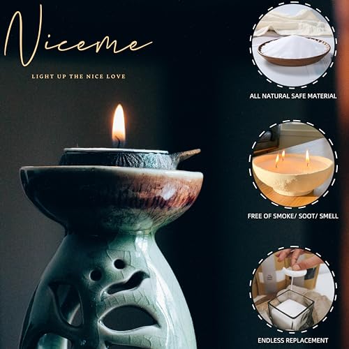 Niceme Snow Pearled Candles - 12Oz Customized Powdered Candle Sand Pourable Refillable White Pearled Candle Wax Long Lasting All Natural for Halloween Thanksgiving Christmas Wedding Party (No Wick) - Image 2