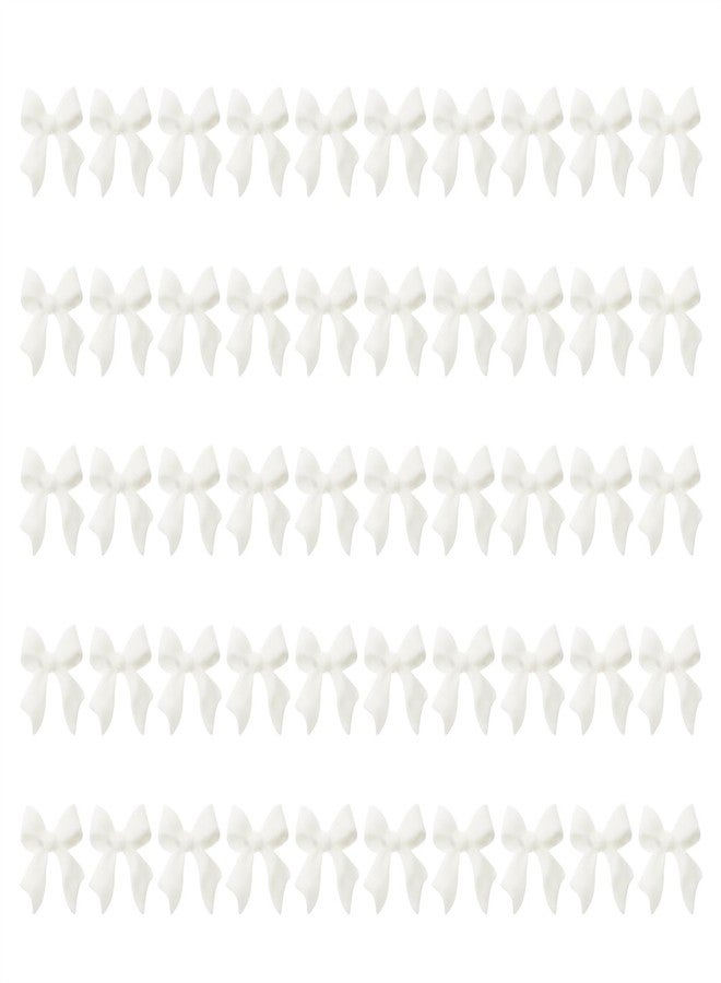 PPhtony 50PCS White Acrylic Nail Bows Rhinestones Charms Gems for Nail Art Design, Card Making & Handmade Projects - Image 1