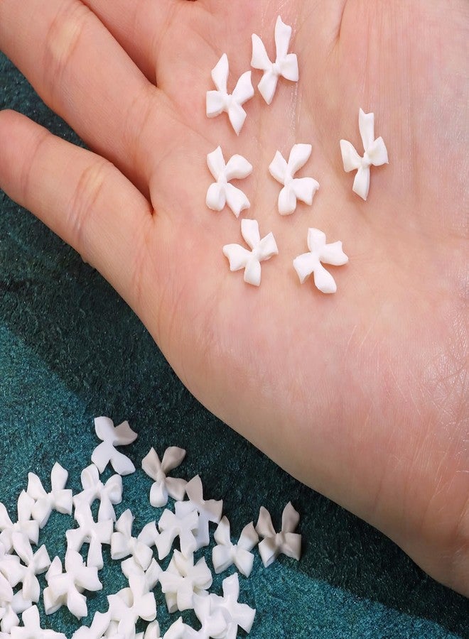 PPhtony 50PCS White Acrylic Nail Bows Rhinestones Charms Gems for Nail Art Design, Card Making & Handmade Projects - Image 5