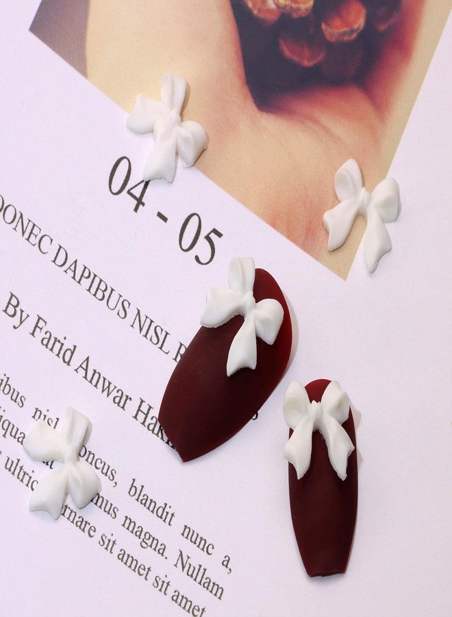 PPhtony 50PCS White Acrylic Nail Bows Rhinestones Charms Gems for Nail Art Design, Card Making & Handmade Projects - Image 4