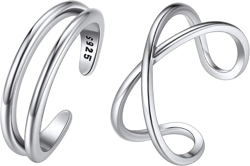 ChicSilver 925 Sterling Silver Toe Ring Minimalist Hypoallergenic Adjustable Band Ring Summer Beach Bare Foot Jewelry - Image 1