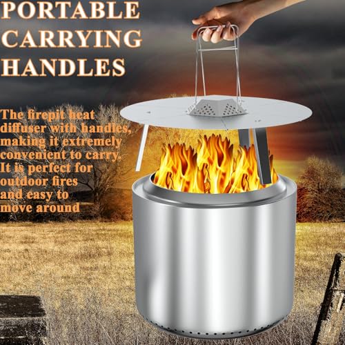 BQMAX FirePit Heat Deflector for Solo Stove Yukon 27", Portable Heat Diffuser with Carrying Handles for Solo Stove Yukon, 27 Inch Stainless Steel Heat Deflector for Solo Stove Yukon Accessory - Image 2