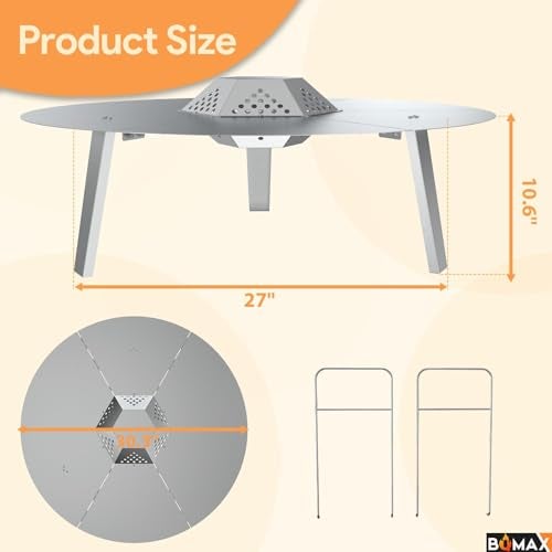 BQMAX FirePit Heat Deflector for Solo Stove Yukon 27", Portable Heat Diffuser with Carrying Handles for Solo Stove Yukon, 27 Inch Stainless Steel Heat Deflector for Solo Stove Yukon Accessory - Image 3