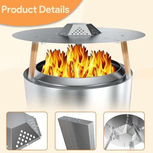 BQMAX FirePit Heat Deflector for Solo Stove Yukon 27", Portable Heat Diffuser with Carrying Handles for Solo Stove Yukon, 27 Inch Stainless Steel Heat Deflector for Solo Stove Yukon Accessory - Image 4