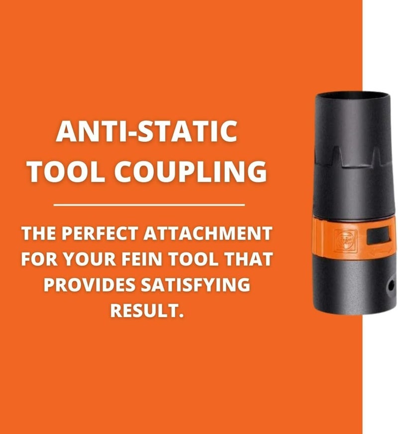Fein Anti-Static Tool Collar for 35mm Hose to 38mm Power Tool Connection - Electrostatically Conductive for Dustex Wet/Dry Dust Extractors - 31345123010 - Image 2